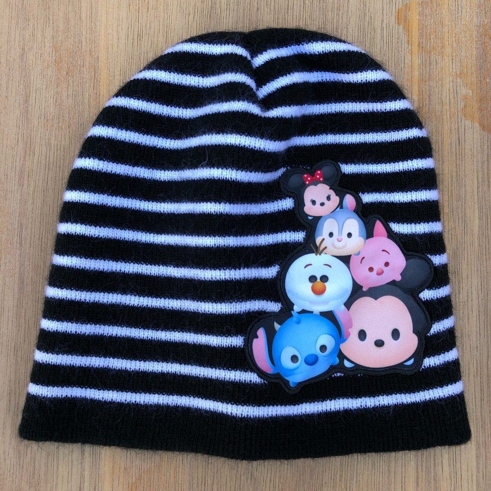 Disney Tsum Tsum Black Striped Knit Beanie